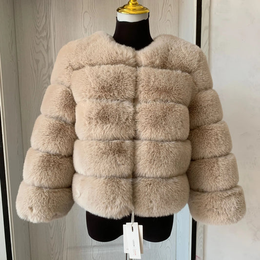 Look sexy with Women's Fashion faux fur coat.. fluffy jacket high quality Ladies furry coats